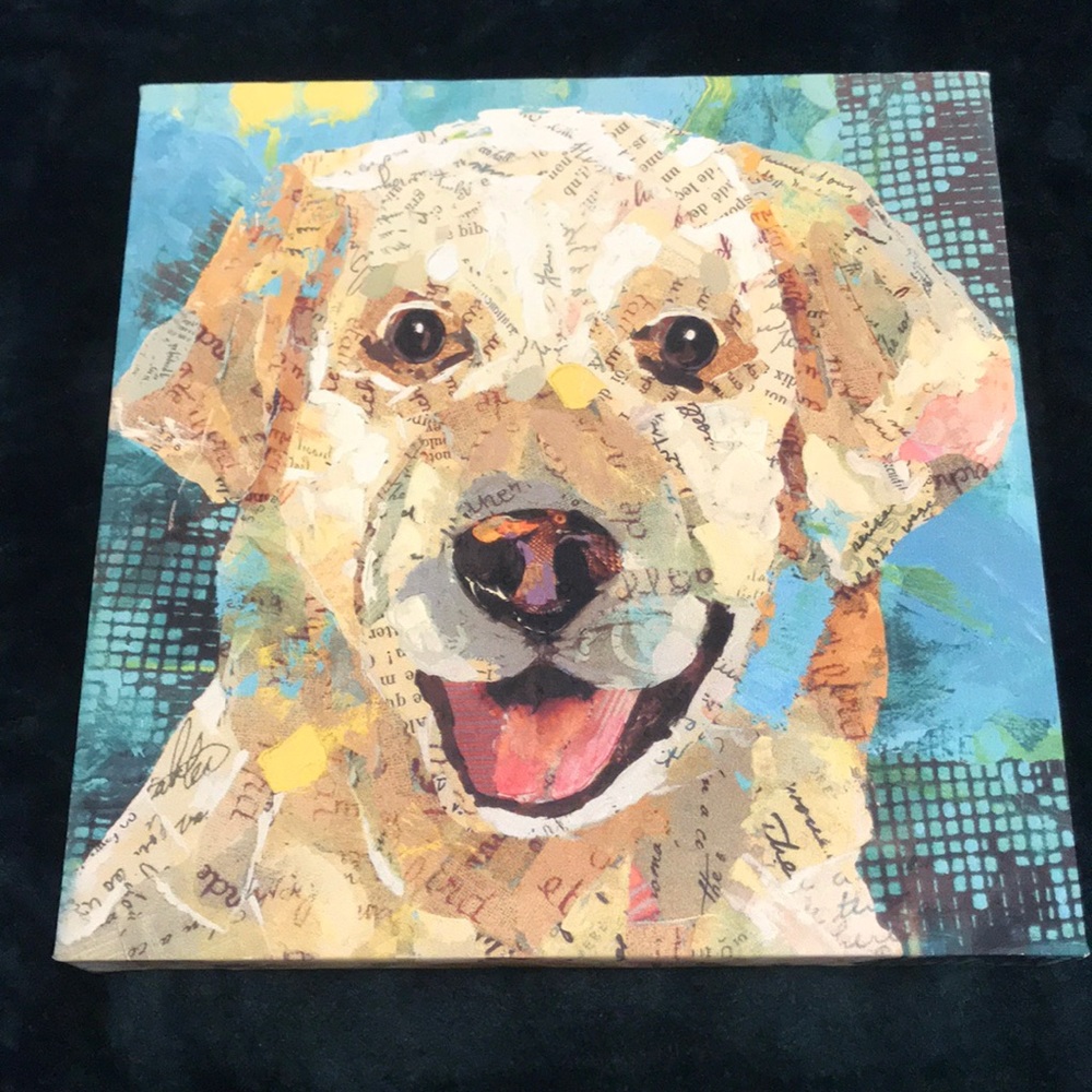 Yellow Lab wood pallet picture
